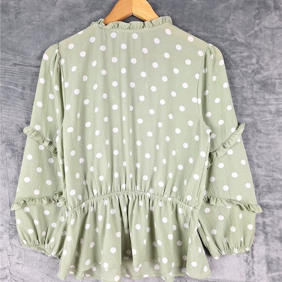 Womens Top Large Boho Peasant Polka Dot Ruffle Feminine Forest Fairy Cottagecore - Picture 7 of 7